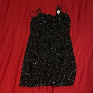 Fashion Nova Black Beaded Mini Dress